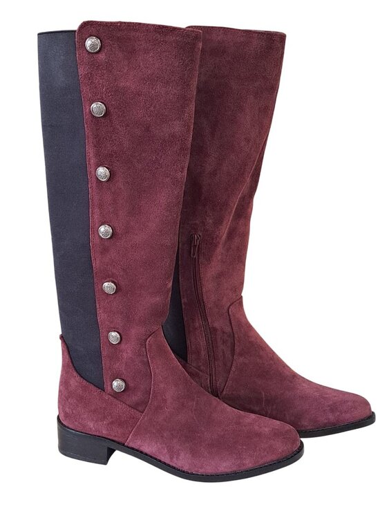 Vince Camuto Shoes - Vince Camuto Vacilla Womens Cranberry Suede Knee-High Boots Buttons Riding 9